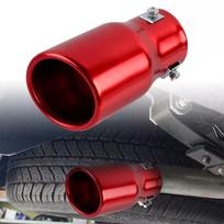 Red Round Car Exhaust Muffler Tip Straight Pipe 63mm 2.5 Inch Inlet Universal Auto Exhaust Tail Pipe Modification Accessory raudona