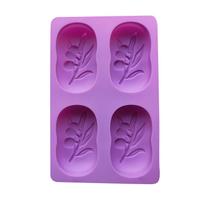 4 Cavities Oval Olive Leaf Silicone Soap  DIY Soap Making Kits Handmade Cake Candle violetinė