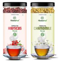 NeutraVed Hibiscus Tea and Chamomile Tea (2 x 30g) | Dried Whole Chamomile Flowers for Sleep & Stress Relief | Natural Red Color for Syrups, Cock beige
