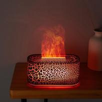 Mini Aroma Diffuser Realistic Flame Lights Aromatherapy Essential Oils Colorful RGB Air Humidifier Desktop USB Sprayer brown
