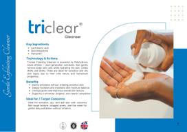 triclear triclear Švelnus putojantis prausiklis, odos skaistinimas, valymas, nuo senėjimo, jautriai odai, be muilo, su pažangiaisiais PHA, (100ml veidui white