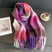 Prabangus kašmyro moteriškas languotas šalikas Žieminis šiltas skara ir apvyniojimo juosta Bandana Pashmina Moteriškas Foulard Kvadratinis Storas pledas Pončas 38x240cm black