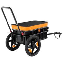 Bike Cargo Trailer 45 kg 2-in-1 Pushcart Heavy-Duty Bicycle Wagon, with Waterproof Cover, 178 mm & 406 mm Wheels, Reflector, Carbon Steel Frame, Fits