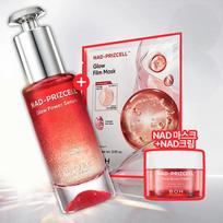 BIOHEAL BOH NAD Freeze Cell Glow Power Serum 30ml Cream 20ml Mask 1 Sheet Radiance Firming Care Set red