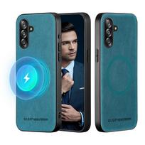 For Galaxy A17 A16 A15 A14  high-end leather magnetic full-lens protective anti-fingerprint phone case For Galaxy A17 mėlyna