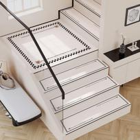Modernus minimalistinis lipnus ilgas juostinis laiptų kilimėlis, neslystantis laiptų pakopos kilimėlis iš medžio masyvo, spiralinių laiptų vidinis pakopos kilimėlis 22x55cm1pcs white