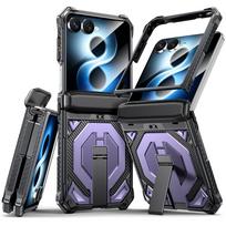 Case for Samsung Galaxy Z Flip 8 7 ZFlip8 ZFlip7 For Magsafe Metal Bracket Military Grade Shockproof Heavy Duty Protective Cover Galaxy Z Flip 7 violetinė