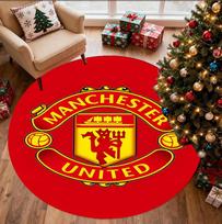 Manchester United F.C Pattern Round Rug, Indoor/Outdoor Mat, for Picnic, Gameroom, Bedroom, Office, Living Room, Home Decor Carpet, Birthday Gift 100cmx100cm
