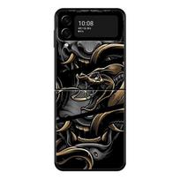 Telefono dėklas, skirtas Samsung Galaxy Z Flip 4 Z Flip3 5g dėklas, skirtas Galaxy Z Flip PC Hard Shell Capa Funda Japan Samurai Oni Mask Art Samsung Z Flip4 black