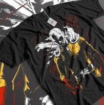SAITAMA One Punch Man T-Shirt Horror Anime Manga Gifts Black Shirt All Size 4XL gray