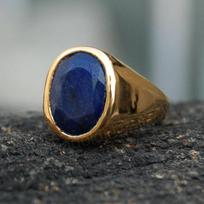 Raw Sapphire Blue Beryl  925 Sterling Silver Yellow Gold Overlay Signet Ring Jewelry 9 gray