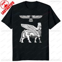 Asirijos imperijos vėliavos grafika Ašūras Asirija Senovės Mesopotamija Vintage Klasika T-shirt Medvilninis trumpomis rankovėmis Y2k Vyriškas T-shirt S gray