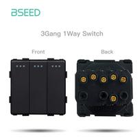 BSEED Sieninis šviesos jungiklio skydelis 1/2/3 grupės 1/2 krypties mechaninio mygtuko jungiklio dalis Maitinimo lizdas Pritemdymo jungiklis DIY funkcijos dalis Juodas 110-250V