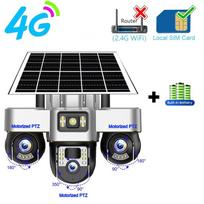 V380 PRO 4G Saulės vaizdo kamera 3 PTZ Bevielės saugos kameros Įmontuota baterija 8000mAh IP CCTV Išmanusis namas 360 PTZ Rotacija Vaizdo stebėjimas 4G Camera