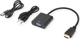 Secomp STANDARD HDMI į VGA + Audio adapterio kabelis, vyriškas/moteriškas, 0,23 m
