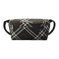 Burberry Check Canvas Sling Bag Black Blue Plaid Waist Bag Crossbody Chest Bag with for Men Daily Commute Travel  81022721 Basic Set (Bag+Dust Bag)