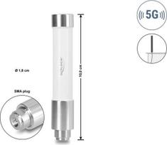Delock 5G 3700 - 4200 MHz antena, SMA kištukas, 3 dBi, daugiakryptė, standžioji, lauko, balta, 10 cm