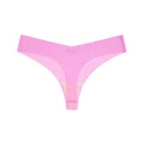 Foreign trade sexy thong V-shaped nude ultra-thin mask seamless ice silk breathable quick-drying one-piece yoga underwear XL pink