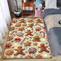 Christmas Gingerbread and Candy Themed Decorative Carpet for Home Suitable for use as an anti-slip for living room bedroom sofas 40x60cm( 15x23in ) brown