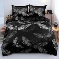 Blue Gothic Moth Duvet Cover Set Bohemian Trippy Mushroom Bedding Sets Ultra Soft Lightweight Microfiber Queen Duvet Cover Set 140x200cm gray