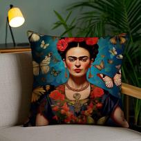 Anime F-Frida K-Kahlo Meno Pagalvės Užvalkalas Apsaugantis Nuo Dulkių Erkučių Pagalvei Užvalkalas Nematomas Užtrauktukas Šilkinis Trumpas Pliušas Sofos Pagalvės Užvalkalas Linen 35*35(CM)-1Pcs