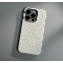 Aukščiausios kokybės odinis magnetinis įkrovimo dėklas, skirtas iPhone 12 13 14 15 16 17 Pro Max, vienspalvis, verslo, metalinis, apsaugantis kamerą For iPhone 17 balta