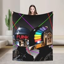Helmet Random Daft Punk Flannel Blanket Soft Warm Bedding Throws for Couch Bed Airplane Travel Print Bedspread Sofa Bed Cover Size: 75*100cm, Weight: 230 GSM gray