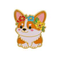 Cute Corgi Dog Enamel Pin Funny Brooch Badge on Backpack Lapel Pins Clothing Accessories Animal Jewelry Friends Gifts beige