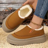 Women Winter Fleece Lined Slip On Lazy Shoes, Thick Soft Sole Versatile Casual Footwear for Commute Student Daily Wear 37 brown