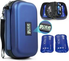 Verifine Insulin Cooler Travel Case TSA Approved - Refrigerated Medicine Cooling Bag with Digital Temperature Display & 2 × 180g Ice Packs black