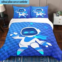 Space Adventure Astro Bot 3PCS Bedding Set 2D Printing (Includes 1 Duvet Cover + 2 Pillowcases Coreless), Bedroom decor,Fan gift 135cmx200cm