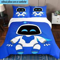 Space Adventure Astro Bot 3PCS Bedding Set 2D Printing (Includes 1 Duvet Cover + 2 Pillowcases Coreless), Bedroom decor,Fan gift 135cmx200cm