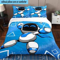 Space Adventure Astro Bot 3PCS Bedding Set 2D Printing (Includes 1 Duvet Cover + 2 Pillowcases Coreless), Bedroom decor,Fan gift 135cmx200cm