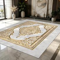 White Gold European Luxury Carpet Ornate Living Room Decoration Home  Soft Fluffy Big Area Rug Bedroom Non-slip Lounge Floor Mat 1.9x2.9ft(60x90cm) gray