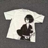 BLEACH Rukia Kuchiki Anime Graphic T shirt Vintage Sketch Print Unisex Casual Cotton Short Sleeve Tee Japanese Manga Fan Tops 110 black