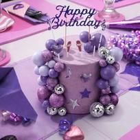 32Pcs Ins Cake Decorations Purple Disco Ball Cake Topper Music Note Mic Star Heart Glitter Decor For Themed Birthday Party 1SET gray