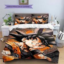 Goku Patterned Pillowcase & Duvet Cover Set Aesthetic Bedding for Bedroom Wonderful Gift for Enthusiasts.-TING 155*220cm/61x87in Single XL 3pcs