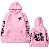 Anime Fairy Tail Graphic Hoodie Cartoon Manga Erza Scarlet Gray Fullbuster Sweatshirt Men Women Manga Vintage Oversized Hoodies S rožinė