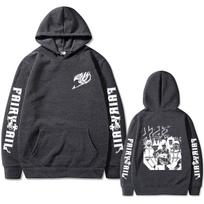 Anime Fairy Tail Graphic Hoodie Cartoon Manga Erza Scarlet Gray Fullbuster Sweatshirt Men Women Manga Vintage Oversized Hoodies XXXL black