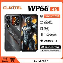OUKITEL WP66 Android 16 Išmanusis telefonas, 36GB RAM + 512GB ROM Išmanusis telefonas 11000 mAh, 6,6  120 Hz HD+ Ekranas, 32 MP Kamera juoda