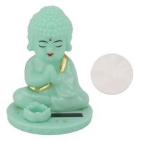 Buddha Ornament Solar Powered Luminous Nodding Head Buddha Statue Toy for Car Dashboard Ornament white