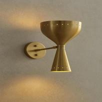 Handcrafted Mid-Century Modern Diabolo Wall Sconce  Adjustable Raw Brass Stilnovo Style Bedside Reading Lamp brown