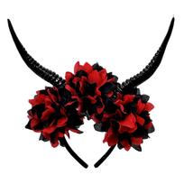 Halloween Floral Antelope Horn Headband Resin Costume Accessory Creative Headdress Props For Parties Role Play E black