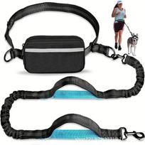 Pet Supplies Multifunctional Reflective Running Waist Bag with Elastic Dog Leash black