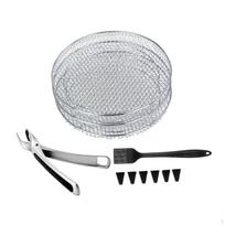 3 Pack Air Fryer Racks for Grilling and Cooking round gray
