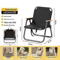 Kermit Round Tube Portable Folding Chair for Outdoor Camping, Fishing, Beach, and Picnic with Custom Logo Option black