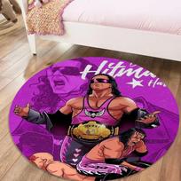 Bret Hart Round Area Rug,Carpet Rug for Living Room Bedroom Sofa Playroom Decor,Non-slip Floor Mat40 80cmx80cm purple