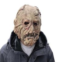 Horrible burlap sack monster headgear, latex mask One size fits all adults smėlis