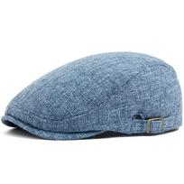 New Summer Thin Double Breasted Beret Fashion Men Vintage Visor Flat Cap Women Hat Berets For Casual Unisex Boina One Size mėlyna