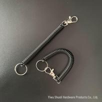 Retractable EVA Spring Cord Keychain and Lanyard for Car Keys and Card Holder Ring + Keychain raudona